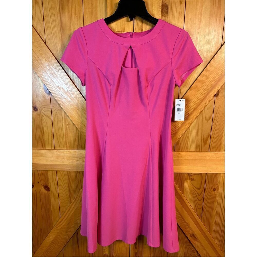 Alyx Dress short sleeve Dorito cut out fit flare fuchsia size 4 nwt (4841)